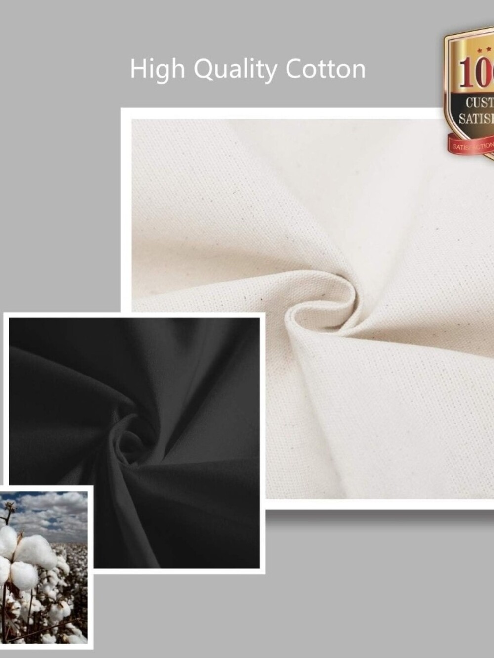 Canvas Tote Bag with Black Trim Cotton Beach Shopping Book++  Bag - Picture 6 of 7